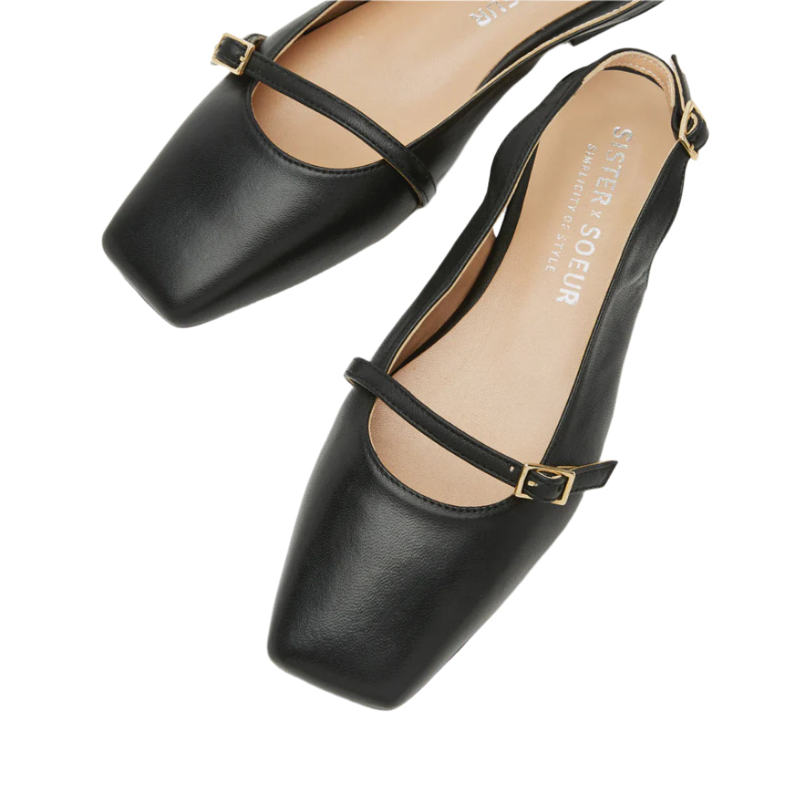 Sister Soeur Brielle Low Flat Shoe w Buckle Strap in Black