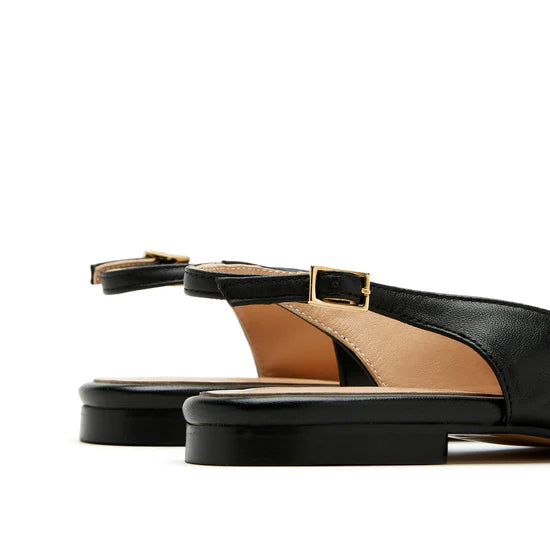 Sister Soeur Brielle Mary Jane Slingback Flat in Black Leather