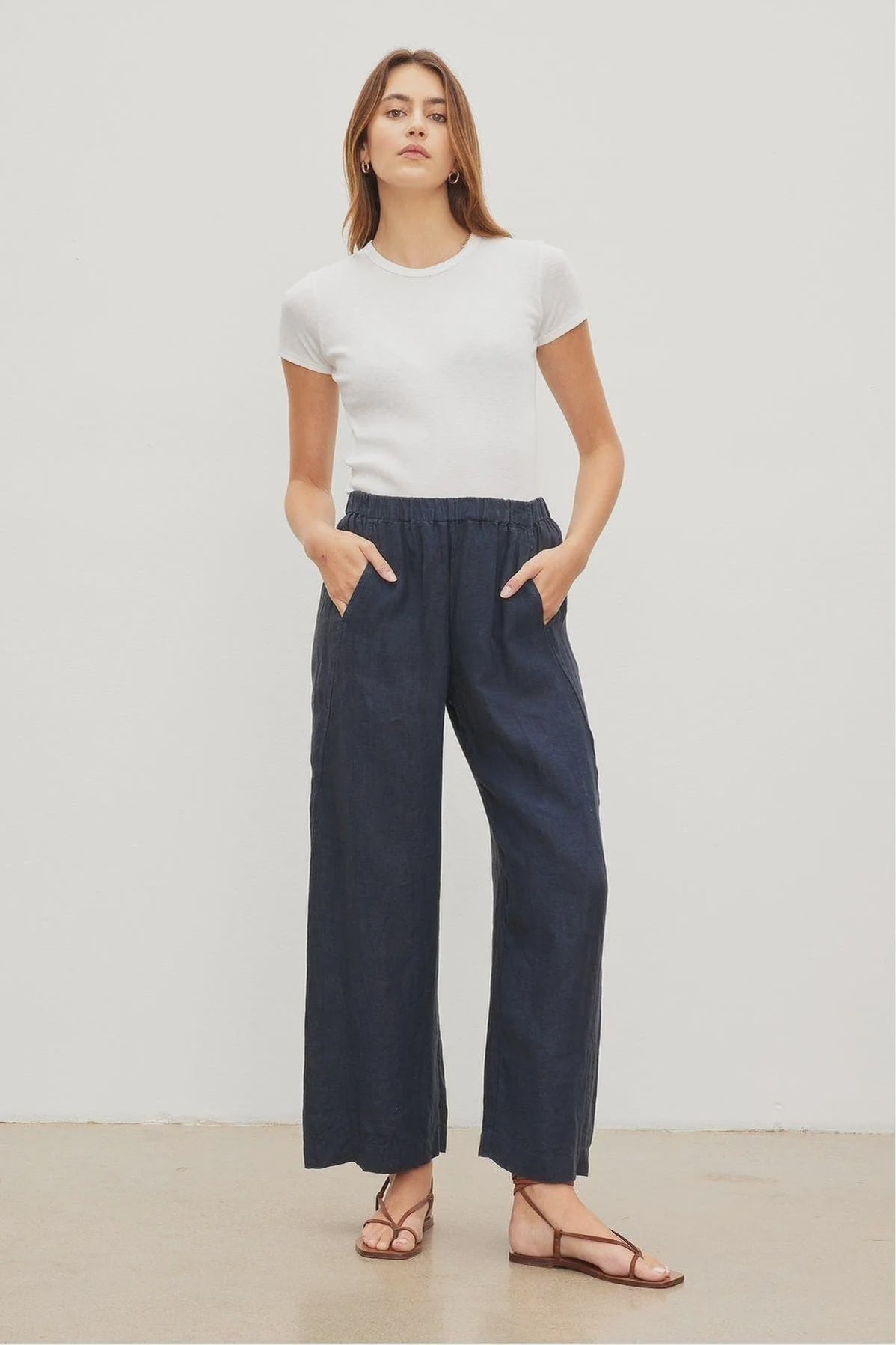 Velvet Lola03 Woven Linen Pull On Pant Shadow