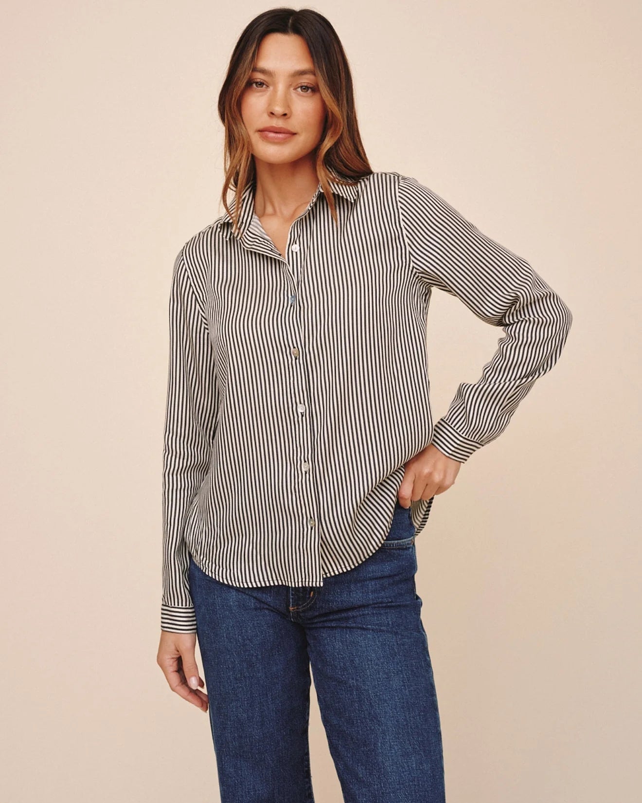 Bella Dahl Button Down Shirt in Vintage Pinstripe