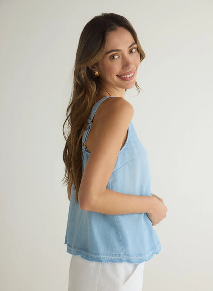 Bella Dahl Button Front Cami in Light Riviera Wash