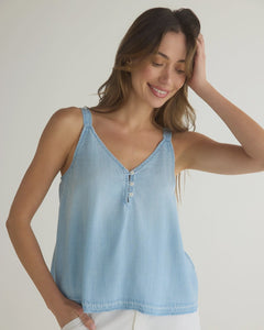 Bella Dahl Button Front Cami in Light Riviera Wash