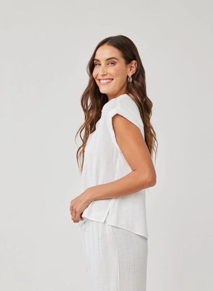 Bella Dahl Cap Sleeve Pullover in White