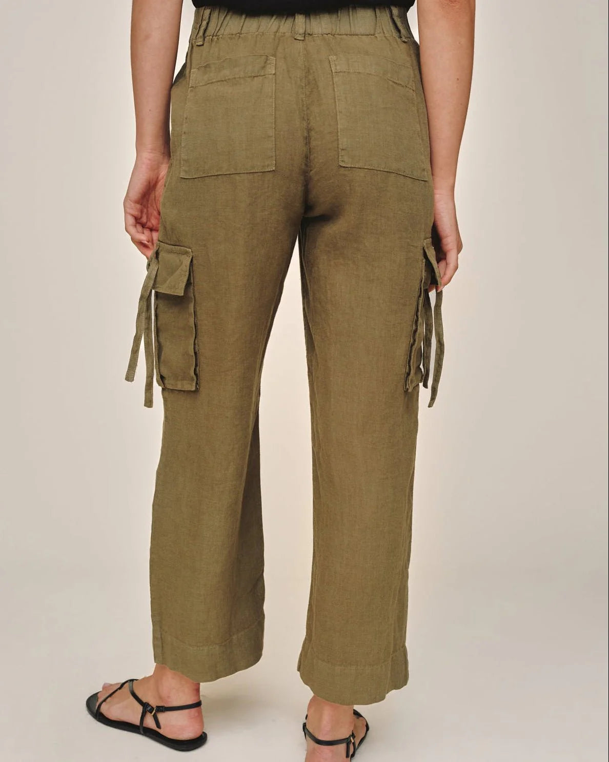 Bella Dahl Cargo Pants with Ties in Olive Stone