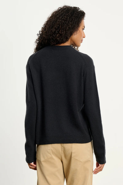 Velvet Crystal Cashmere Sweater in Vintage Black