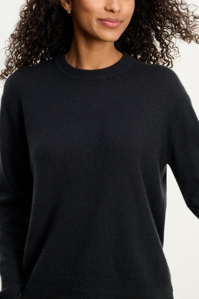 Velvet Crystal Cashmere Sweater in Vintage Black