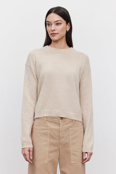 Velvet Brooklyn Cashmere Pullover Sweater in Sand