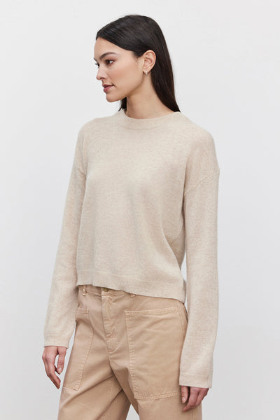 Velvet Brooklyn Cashmere Pullover Sweater in Sand