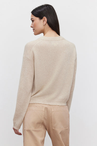 Velvet Brooklyn Cashmere Pullover Sweater in Sand