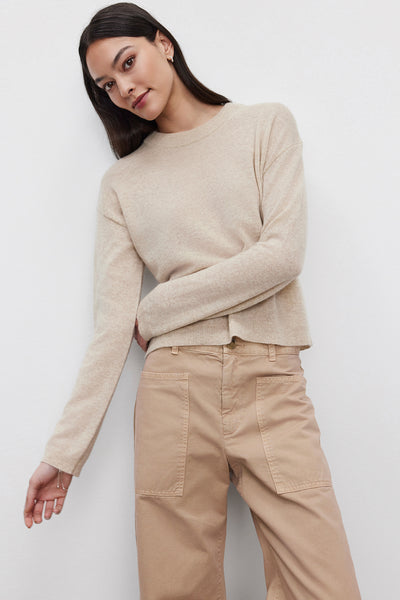 Velvet Brooklyn Cashmere Pullover Sweater in Sand