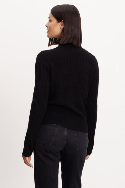 Velvet Lori Cashmere Mockneck Rib Sweater in Black