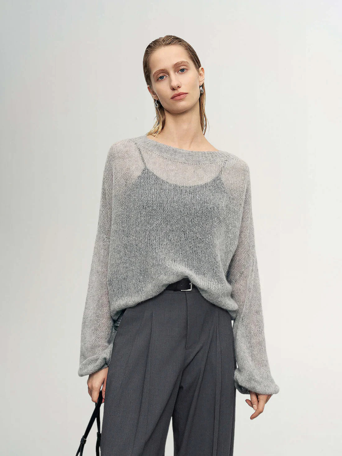 Meilleur Moment Round Neck Sweater in Light Gray