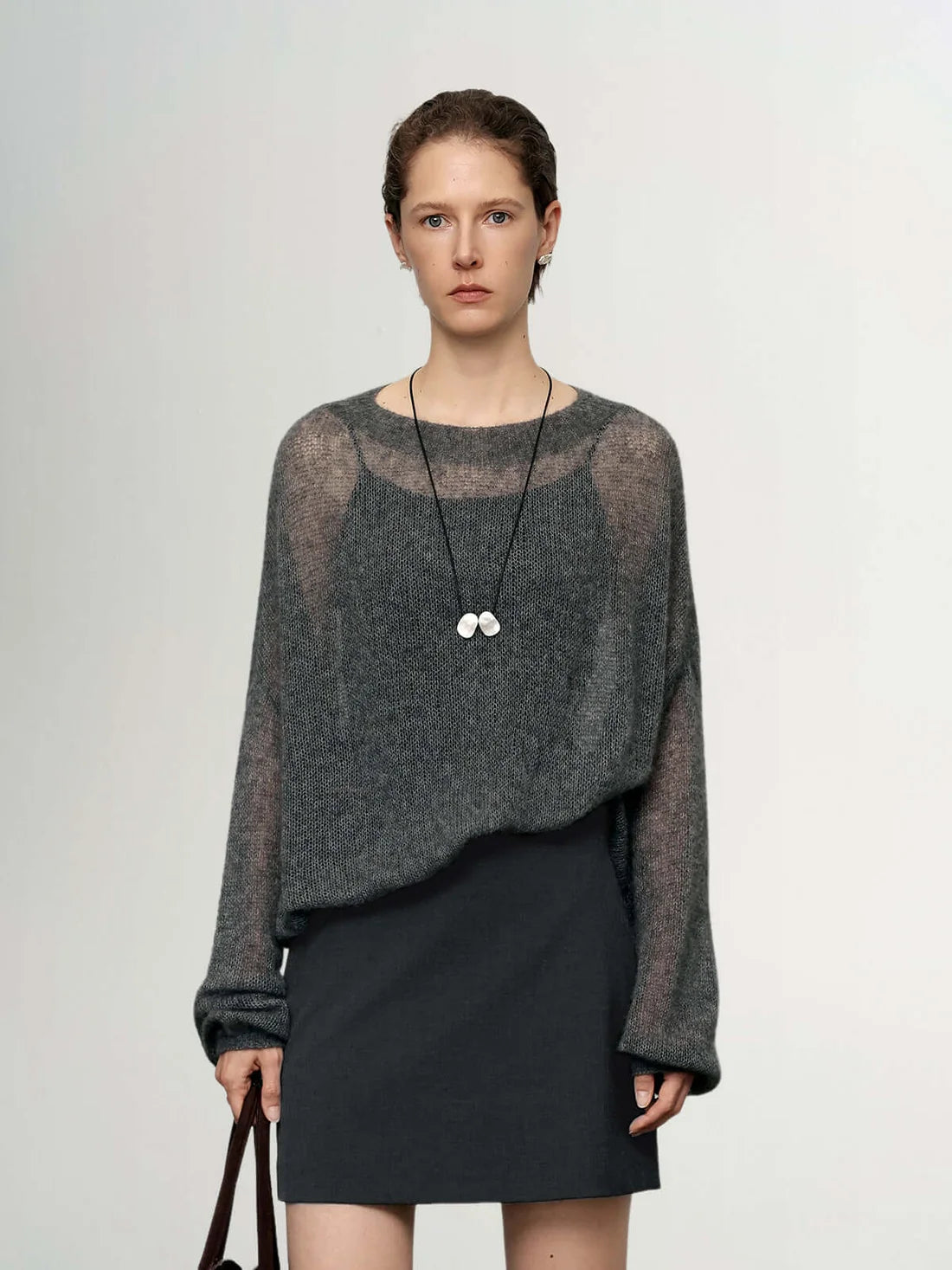 Meilleur Moment Round Neck Sweater in Dark Gray