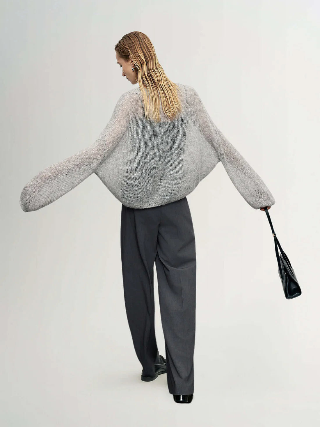 Meilleur Moment Round Neck Sweater in Light Gray
