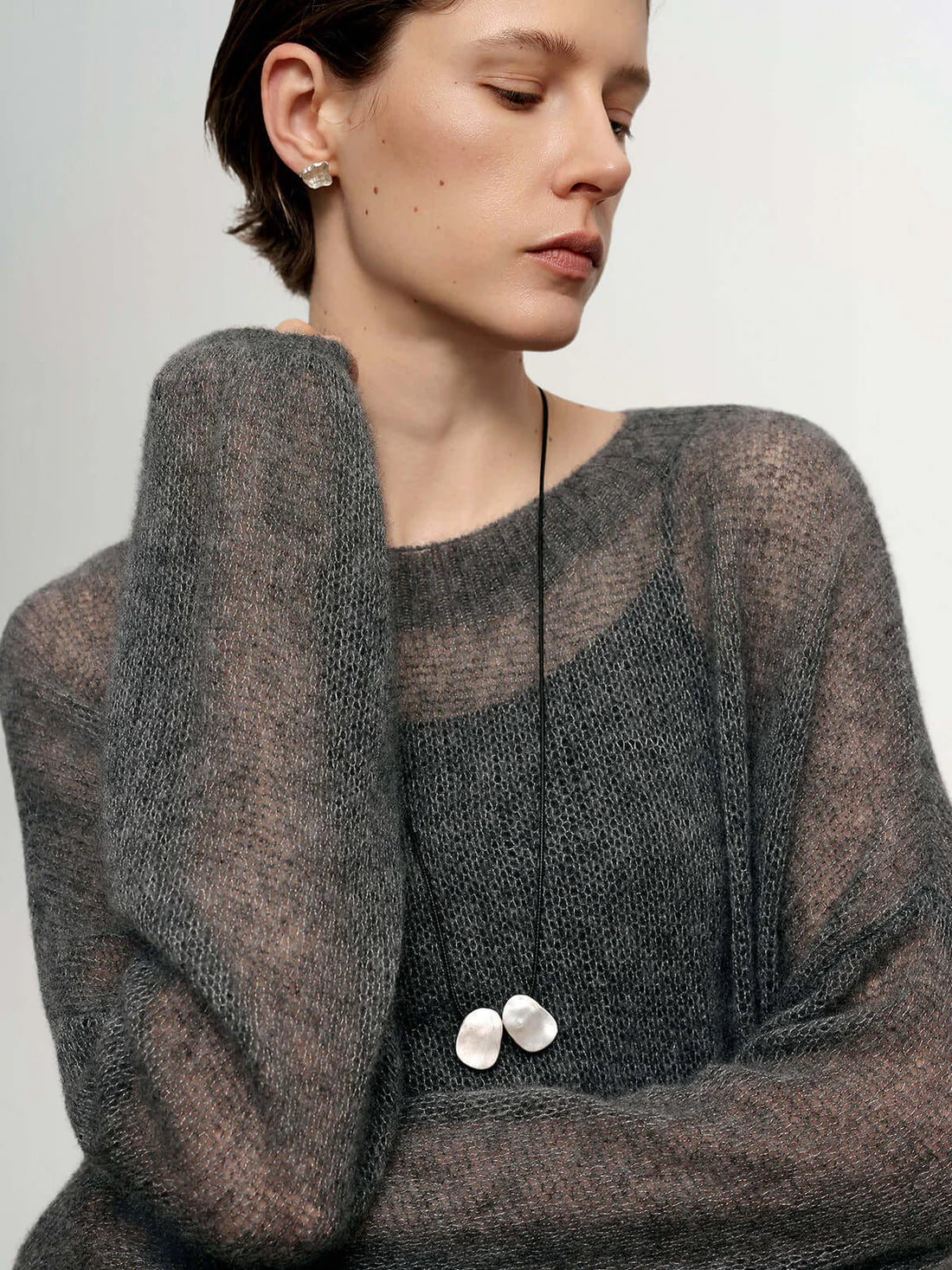 Meilleur Moment Round Neck Sweater in Dark Gray