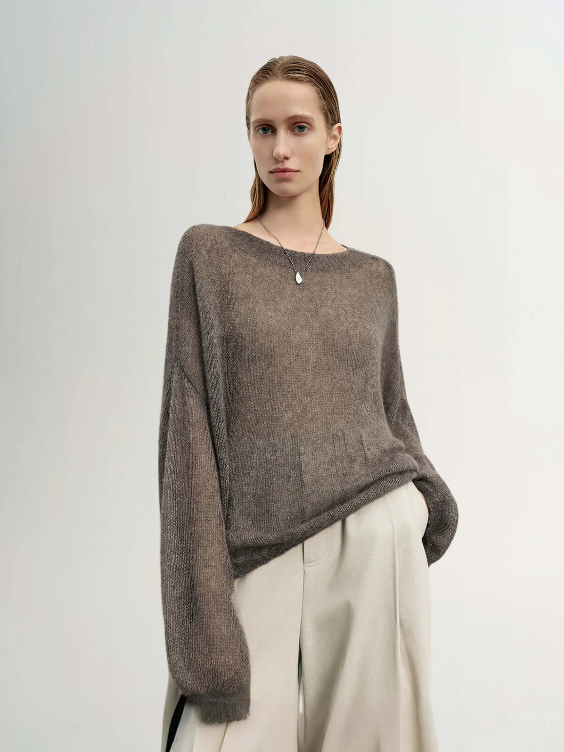 Meilleur Moment Round Neck Sweater in Raw Velvet Brown