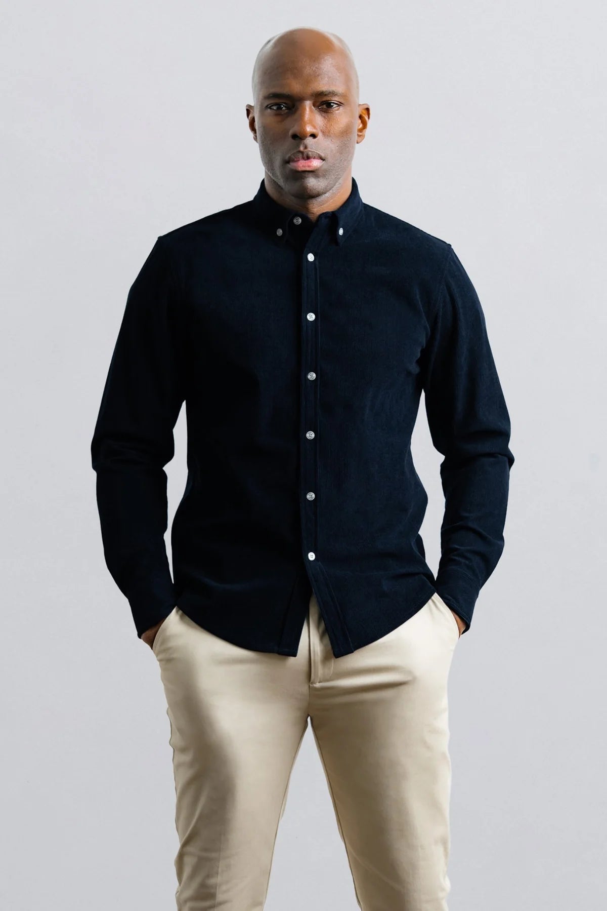 Champlain Cord Button Down Shirt in Navy
