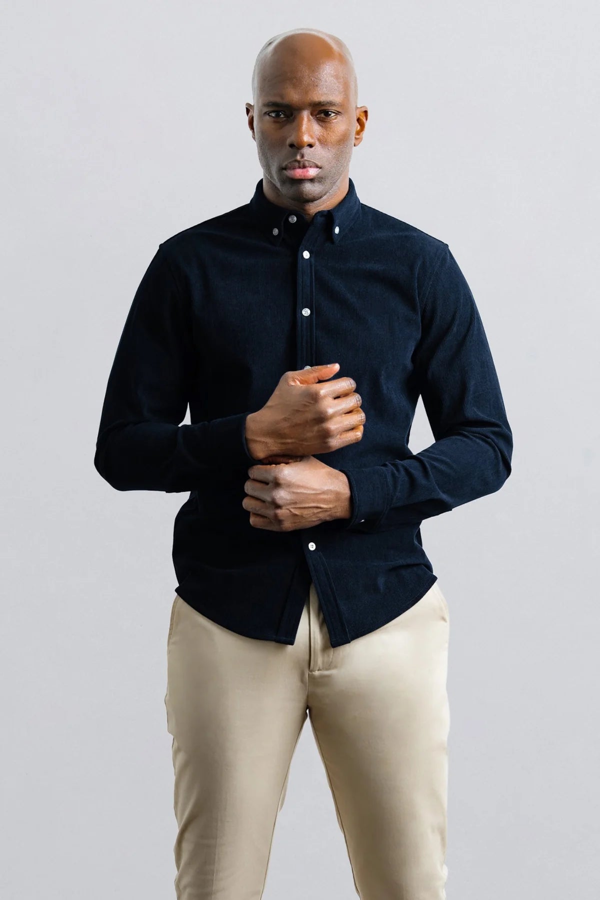 Champlain Cord Button Down Shirt in Navy