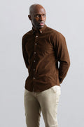 Champlain Cord Button Down Shirt in Brown