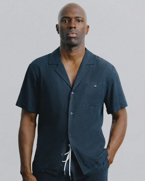 Champlain Linen Cuban Shirt - Navy
