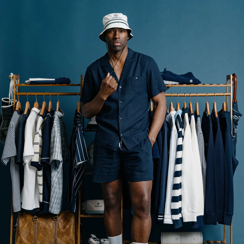 Champlain Linen Drawstring Shorts - Navy