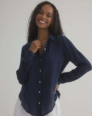 Bella Dahl Clean Front Button Down in Italian Navy