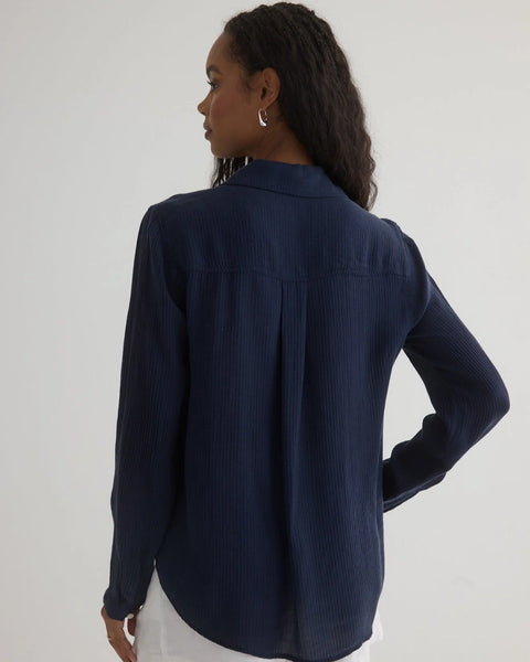Bella Dahl Clean Front Button Down in Italian Navy