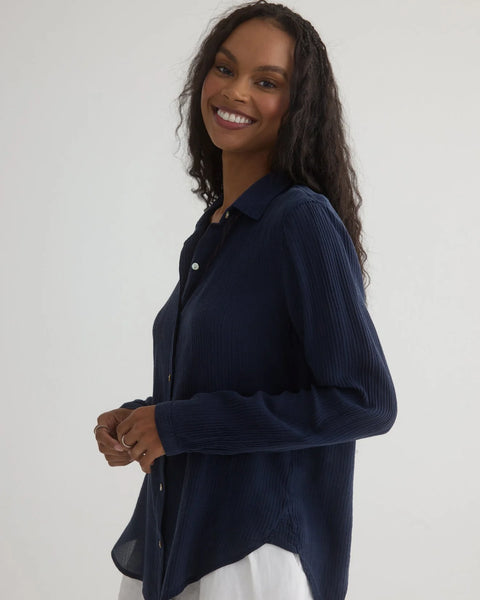 Bella Dahl Clean Front Button Down in Italian Navy