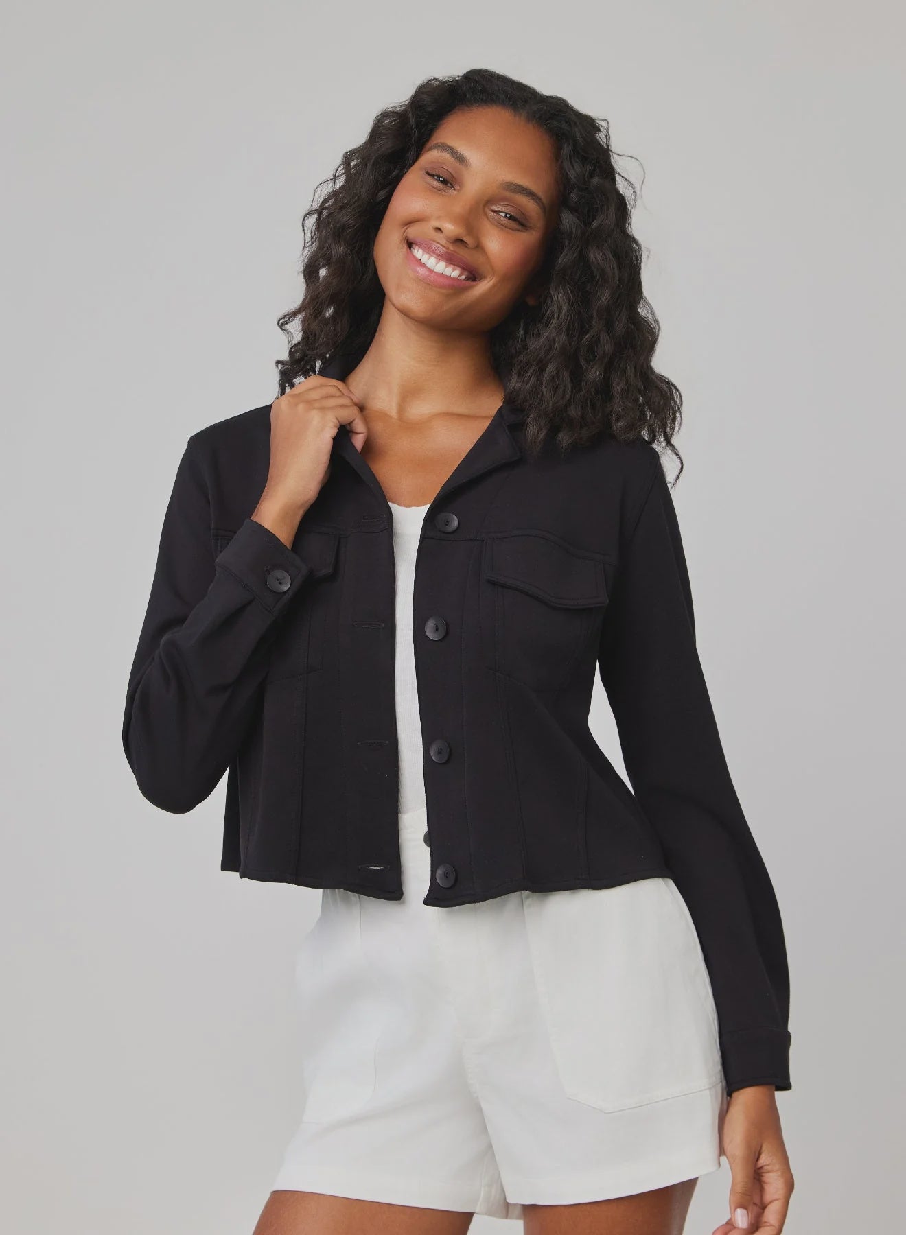 Bella Dahl Coco Cropped Jacket in Black