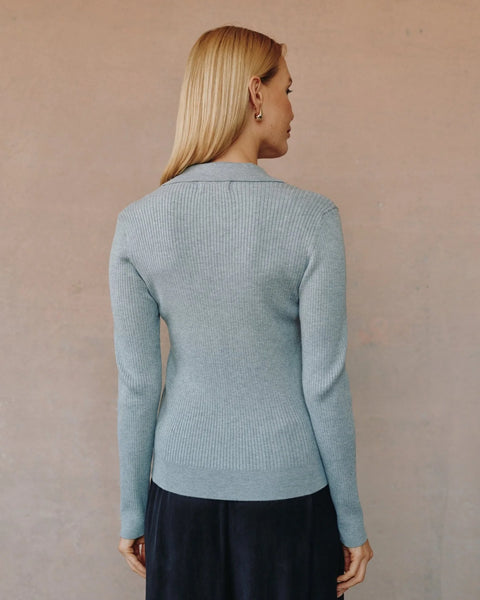 Bella Dahl Collared Button Down Sweater in Heather Grey