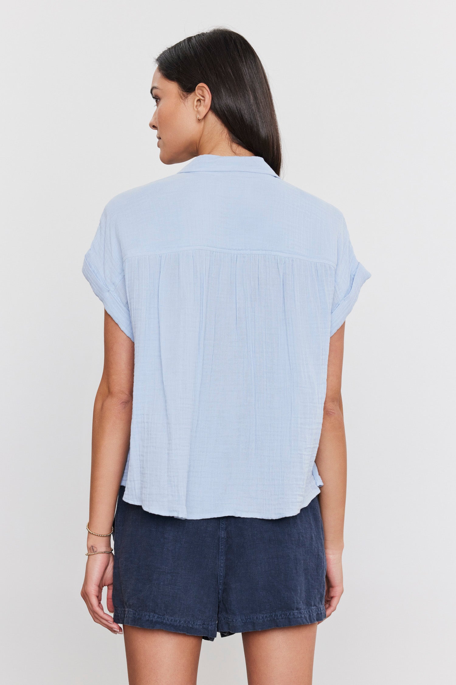 Velvet Julieta Cotton Gauze Button Up Shirt in Island