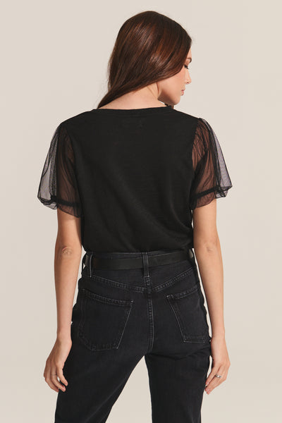 Velvet Justine Cotton Slub Novelty Top in Black