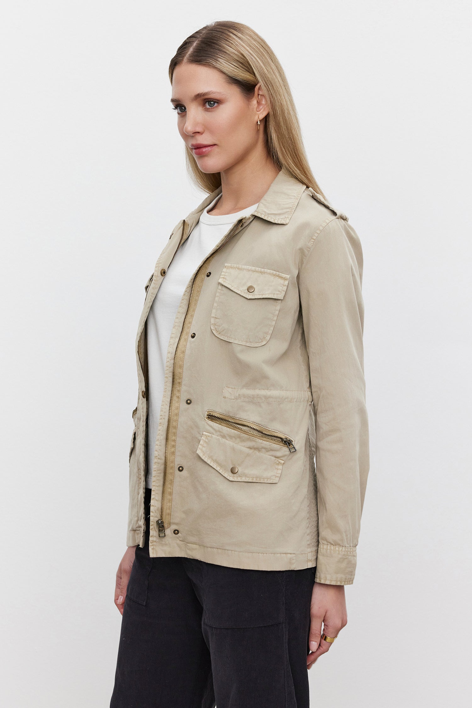 Velvet Ruby cotton twill jacket in Dune