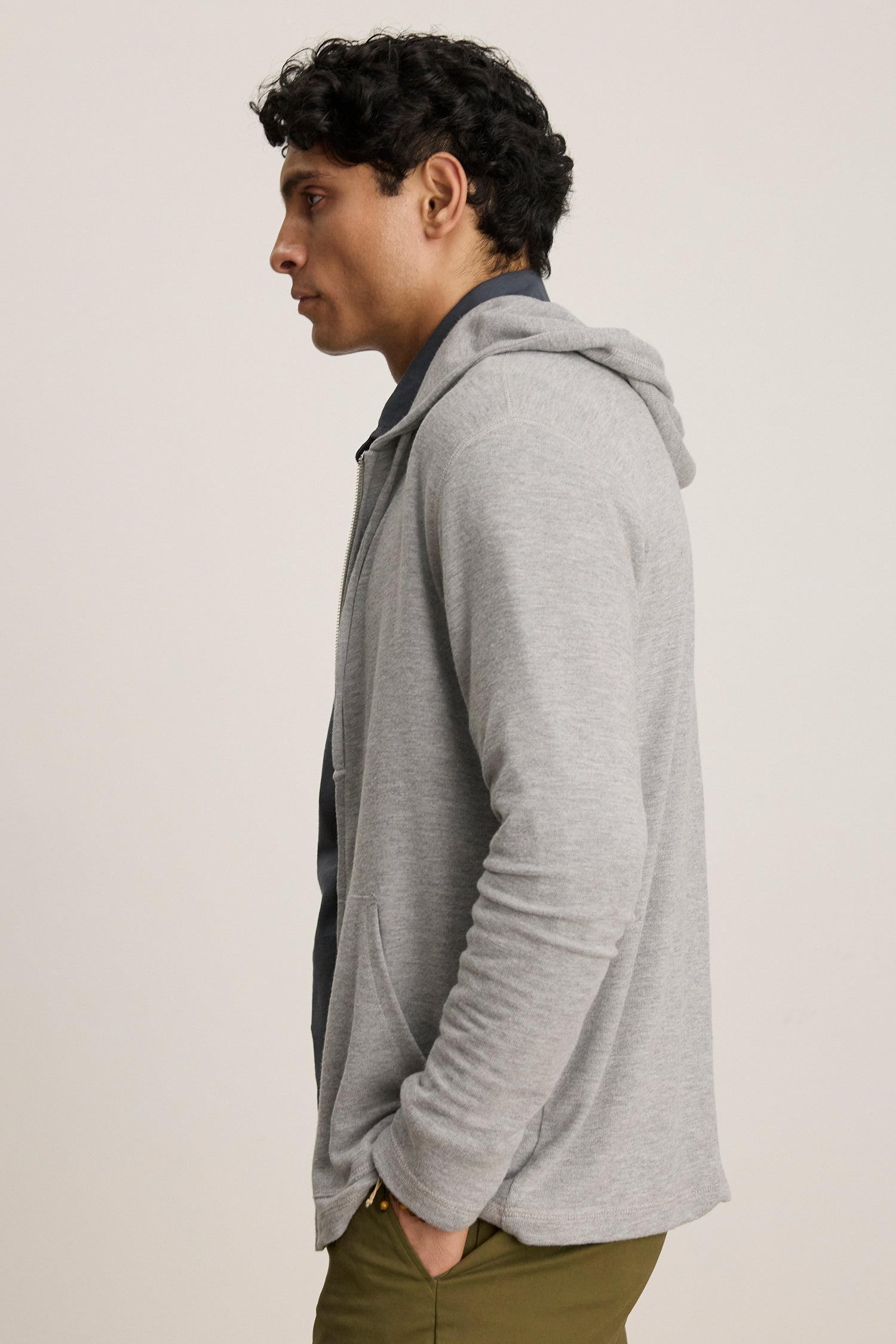 Velvet Men's Loudon01 Cozy Jersey Hoody in Medium Heather Grey