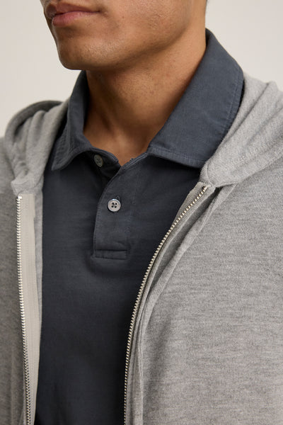 Velvet Men's Loudon01 Cozy Jersey Hoody in Medium Heather Grey