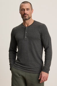 Velvet Men’s Ryland02 Cozy Jersey Henley Top - Anthracite