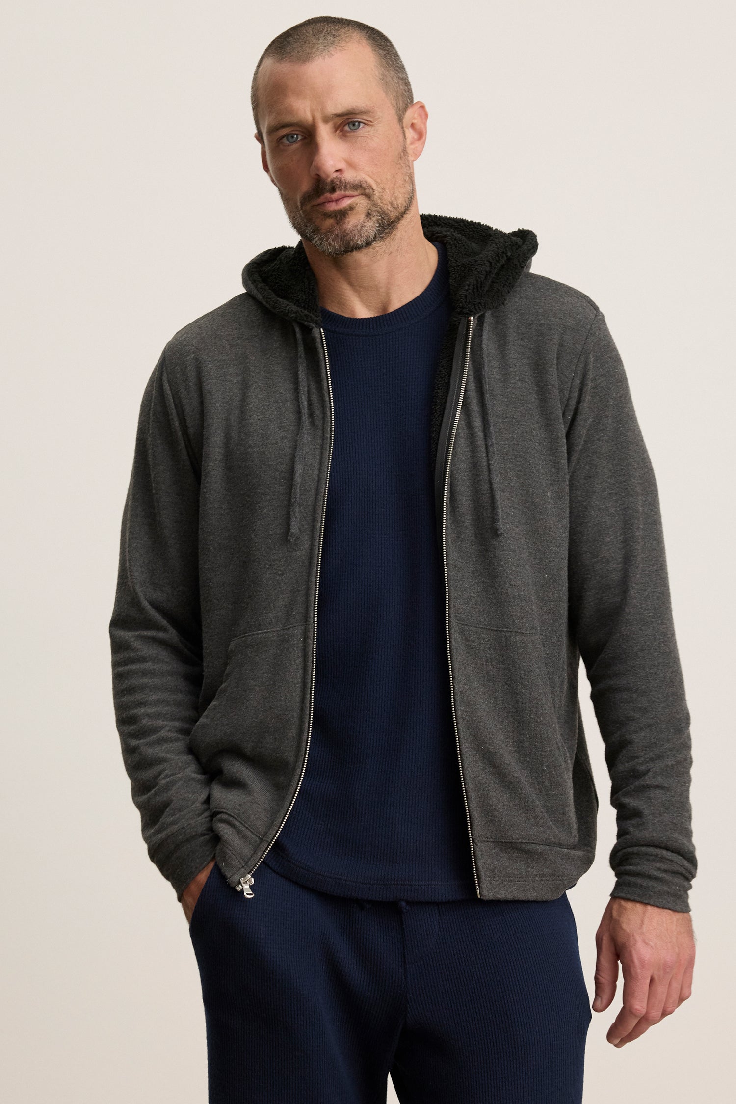 Velvet Men's Salvadore01 Cozy Jersey  Hoody - Anthracite