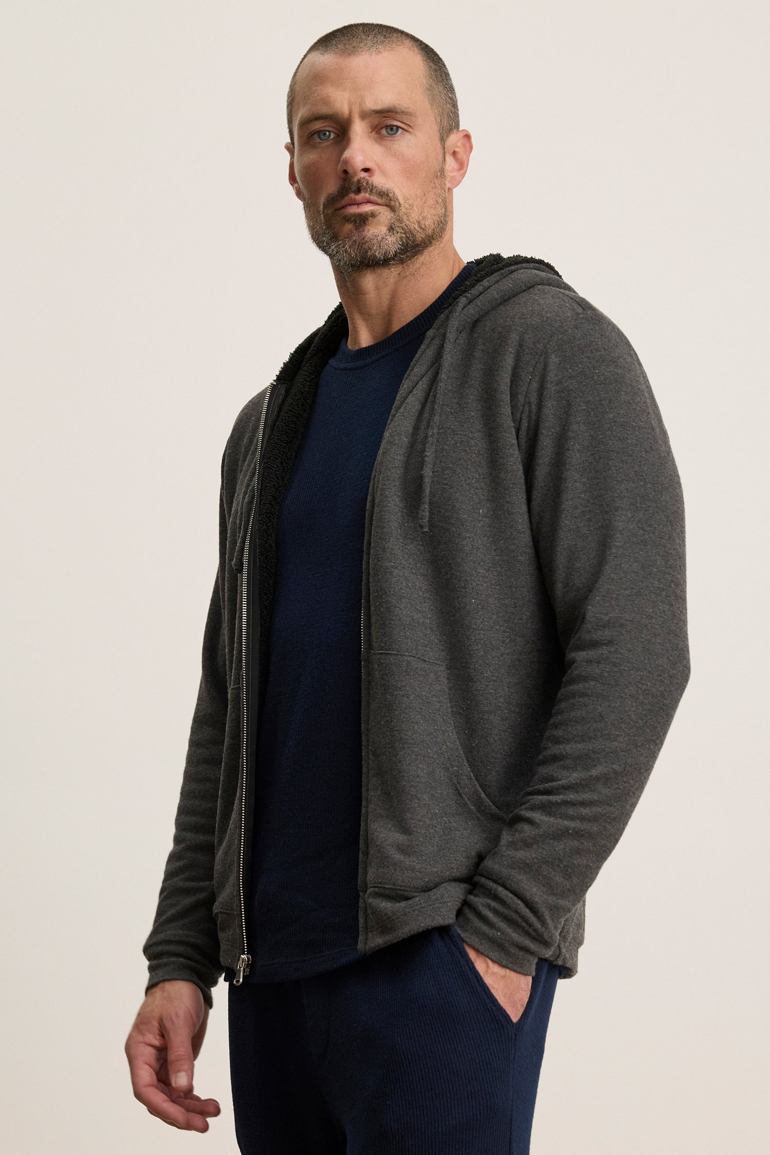 Velvet Men's Salvadore01 Cozy Jersey  Hoody - Anthracite