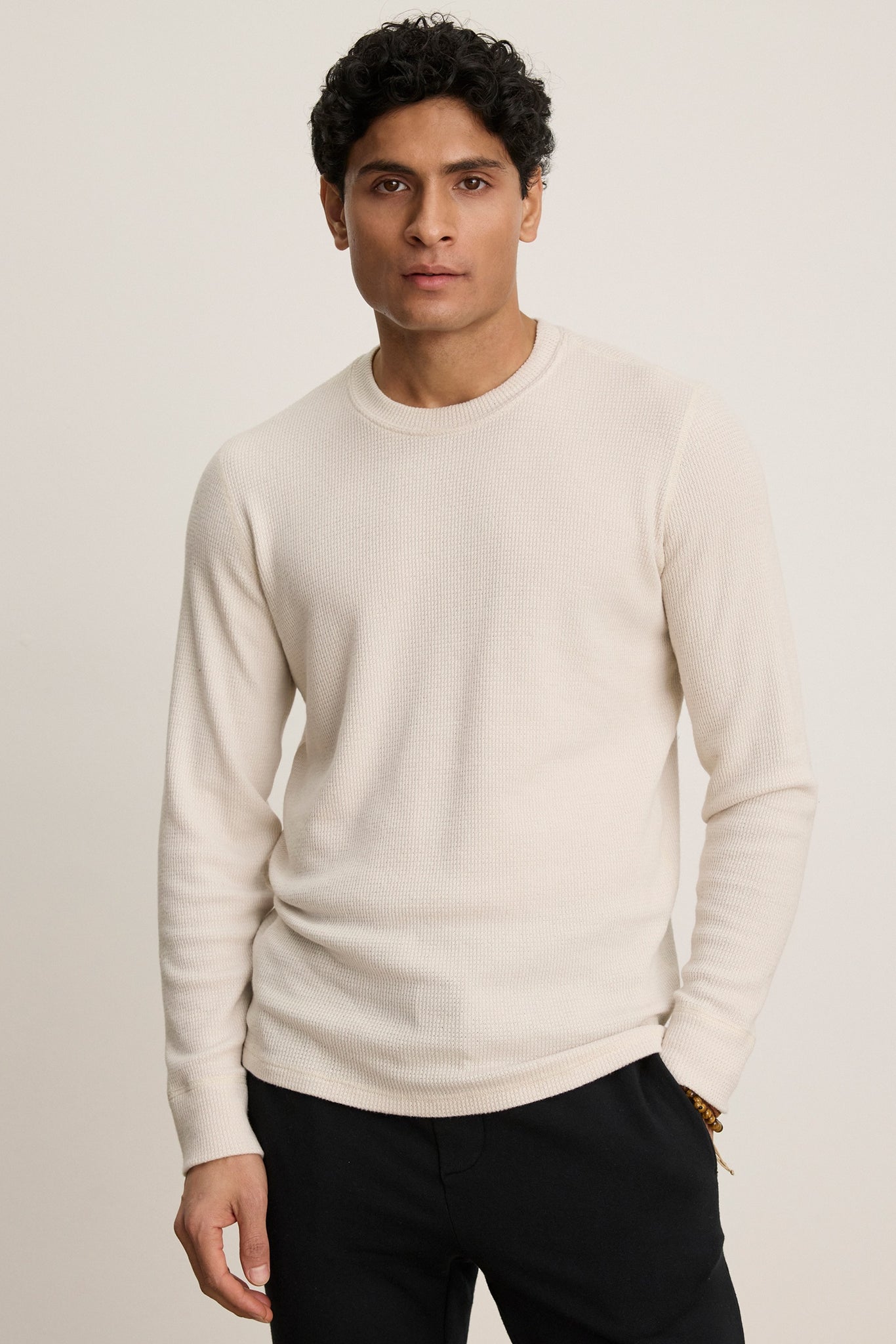 Velvet Men's Tobias02 Cozy Thermal Top in Ecru