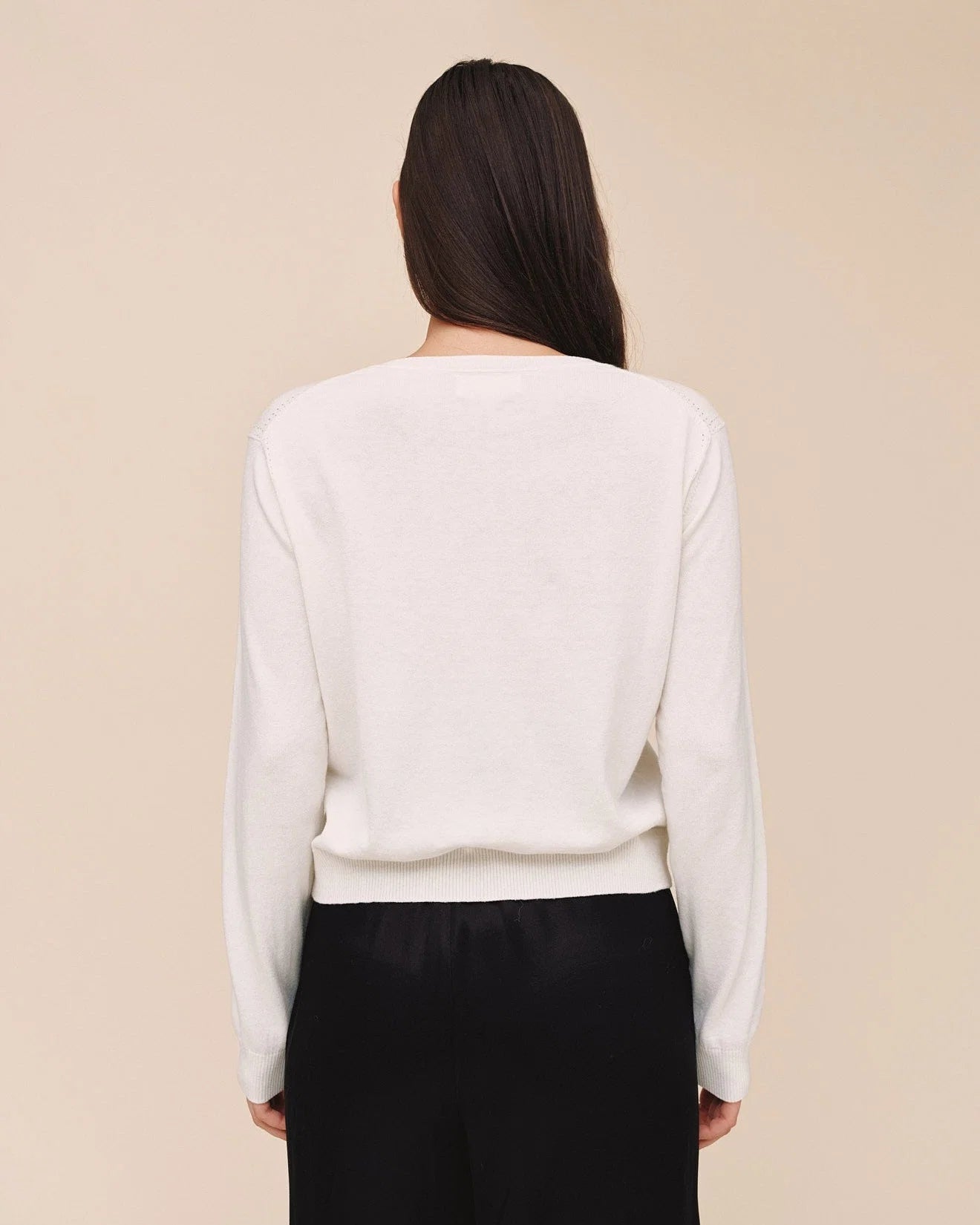 Bella Dahl Crew Neck Cardigan in Ivory