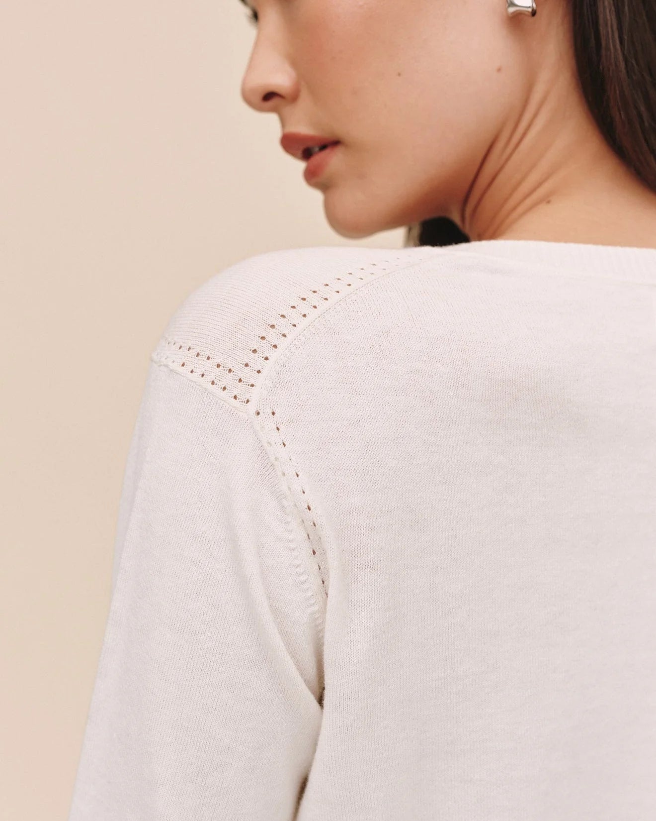 Bella Dahl Crew Neck Cardigan in Ivory