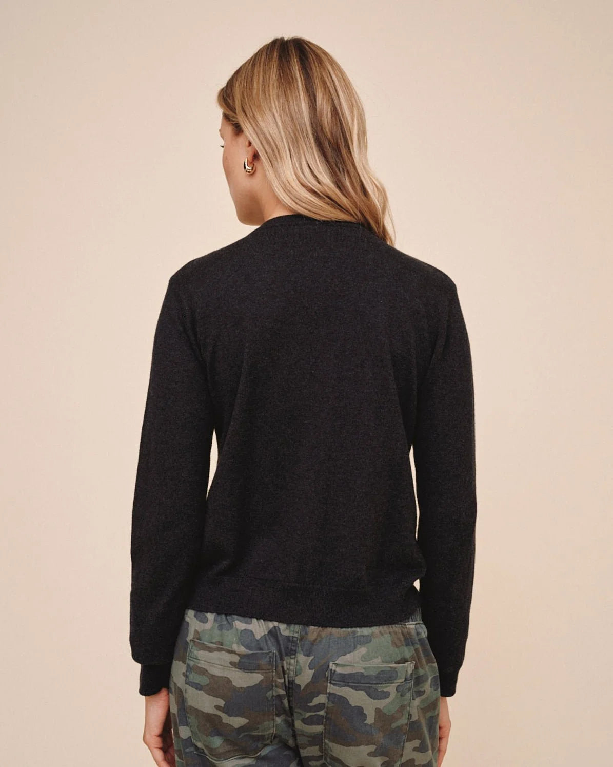 Bella Dahl Crew Neck Cardigan in Vintage Black