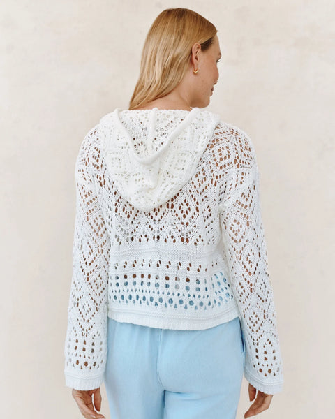 Bella Dahl Crochet Hoodie in White