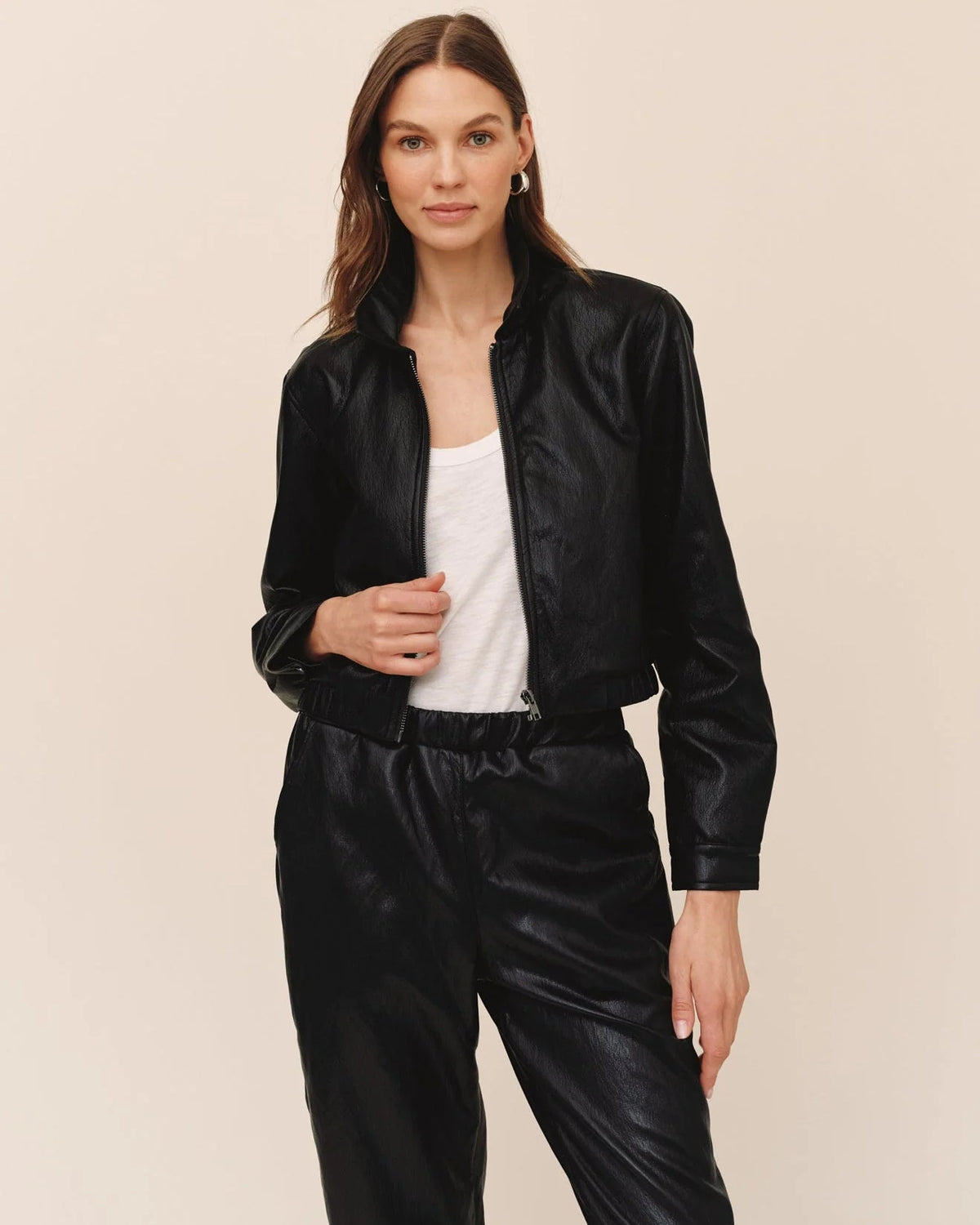 Bella Dahl Cropped Bomber Jacket in Black