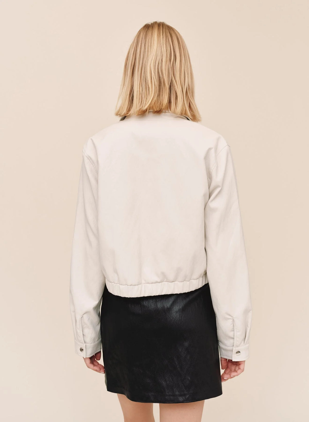 Bella Dahl Cropped Bomber Jacket in Winter White
