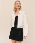 Bella Dahl Cropped Bomber Jacket in Winter White