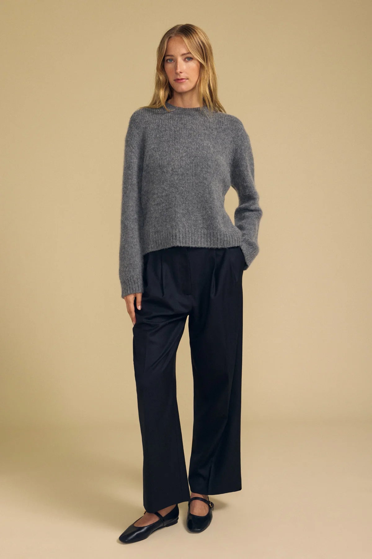 Velvet June Cozy Cashmere Blend Sweater in Medium Heather Grey