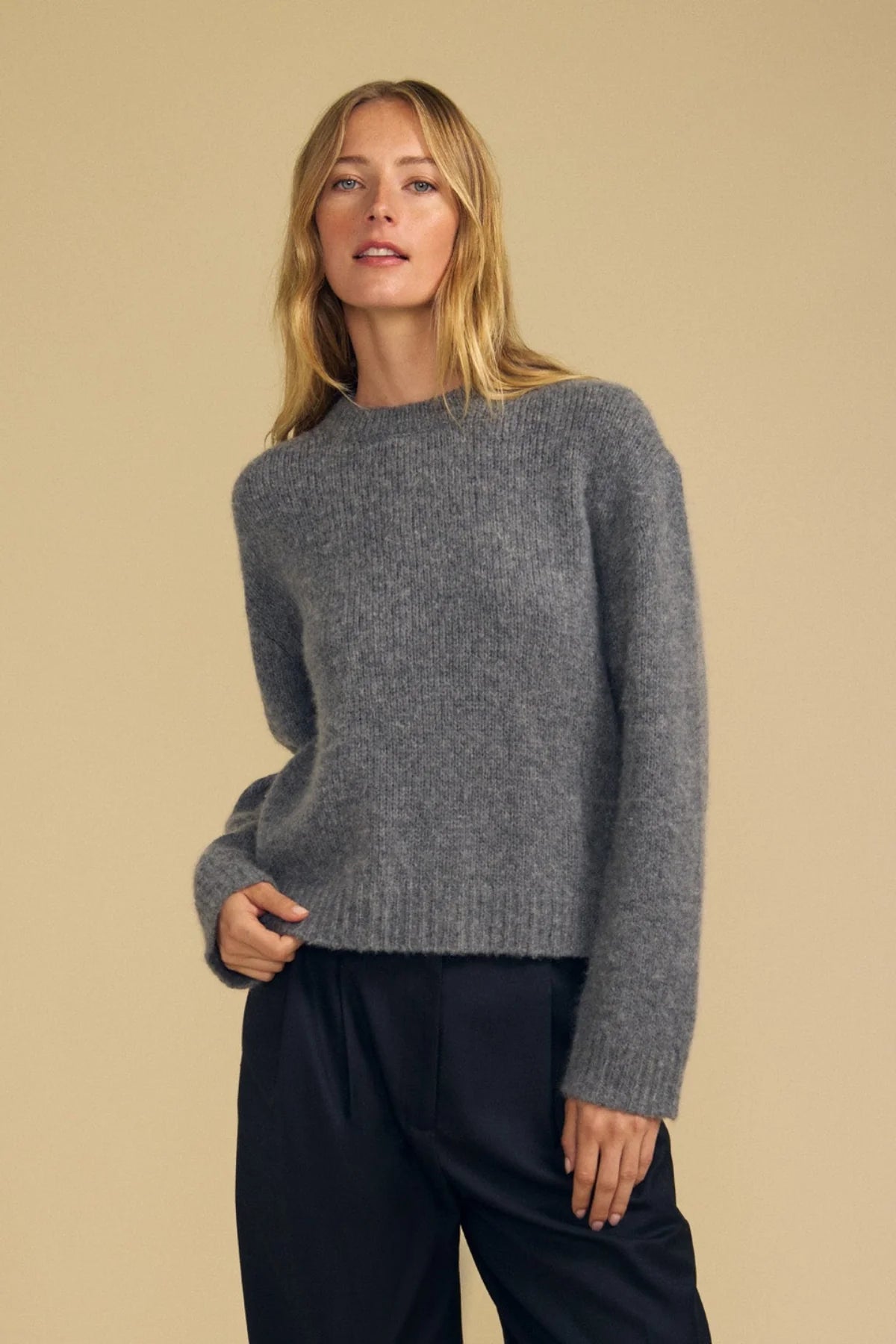 Velvet June Cozy Cashmere Blend Sweater in Medium Heather Grey