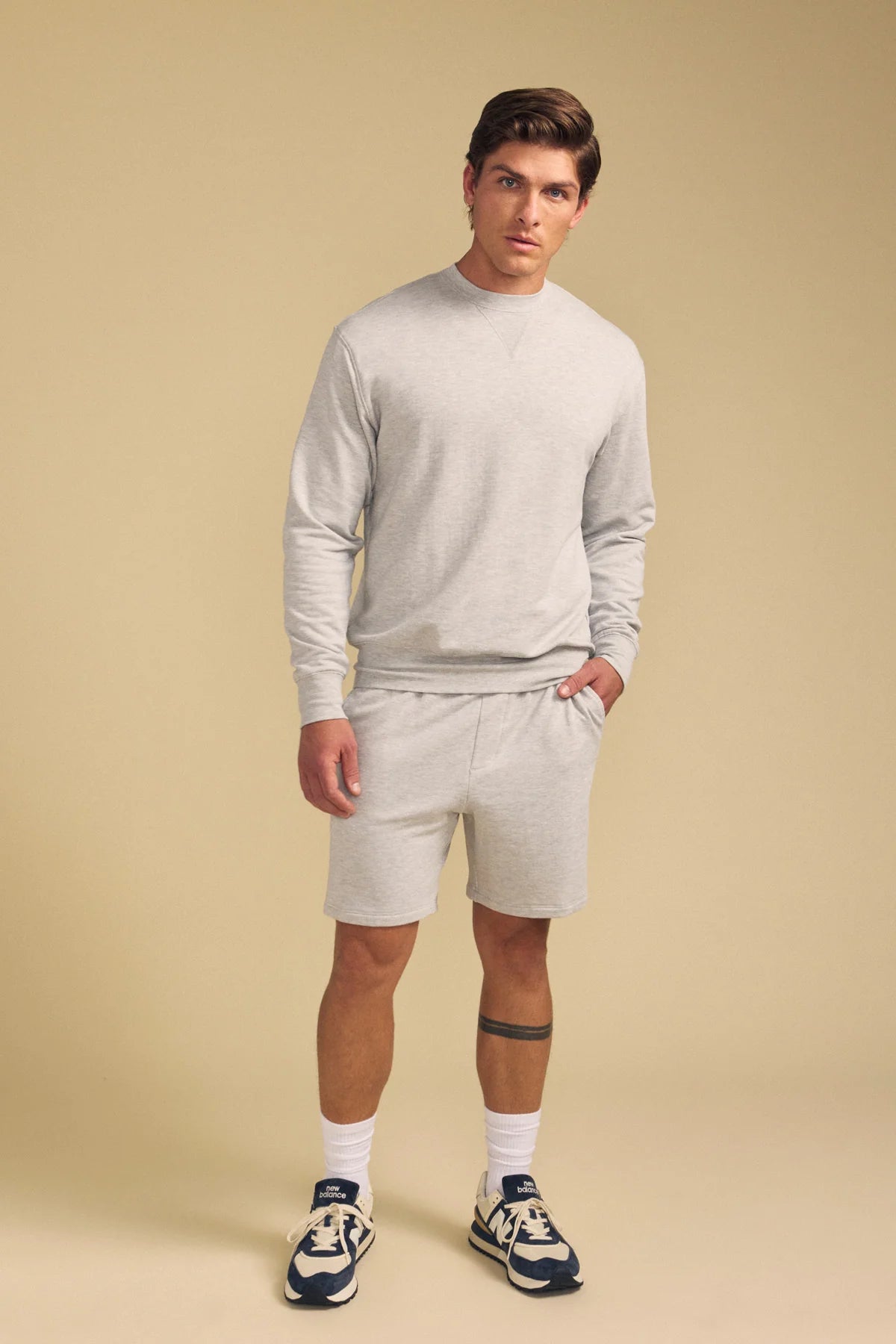 Velvet Men's Otis Luxe Fleece Sweater in Heather Grey
