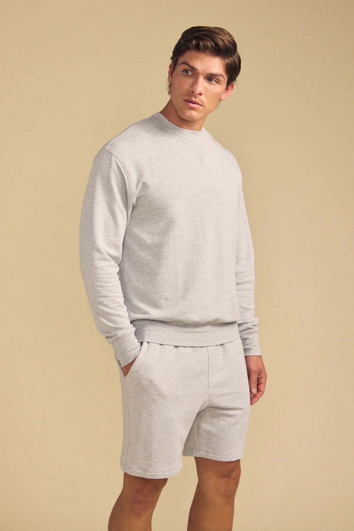 Velvet Men's Otis Luxe Fleece Sweater in Heather Grey
